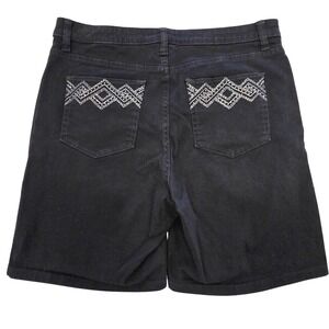 Lee Shorts Womens 12 Black Classic Fit Denim Rhinestone Embellished 7 Inseam